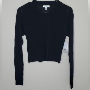 BP from Nordstrom black lightweight ribbed cropped sweater. New w/tag.